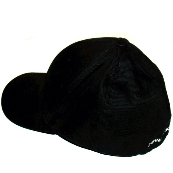 Black with White Skull Logo Flexfit Organic Cotton Baseball Cap  Size S-M - Picture 5 of 9